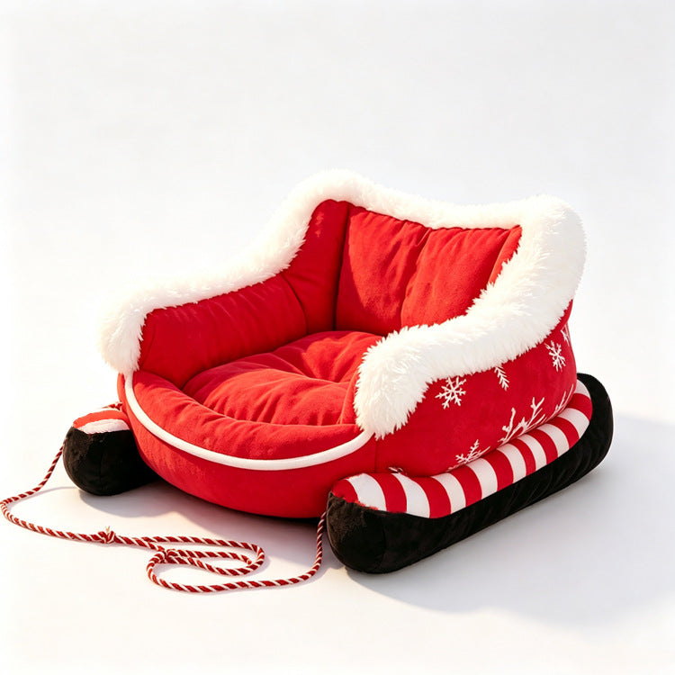 Christmas sleigh pet bed, close-up detail photo 5