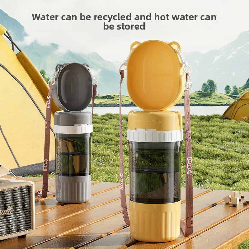 Portable Leakproof Dog Feeding Cup with Combined Water and Food Compartments