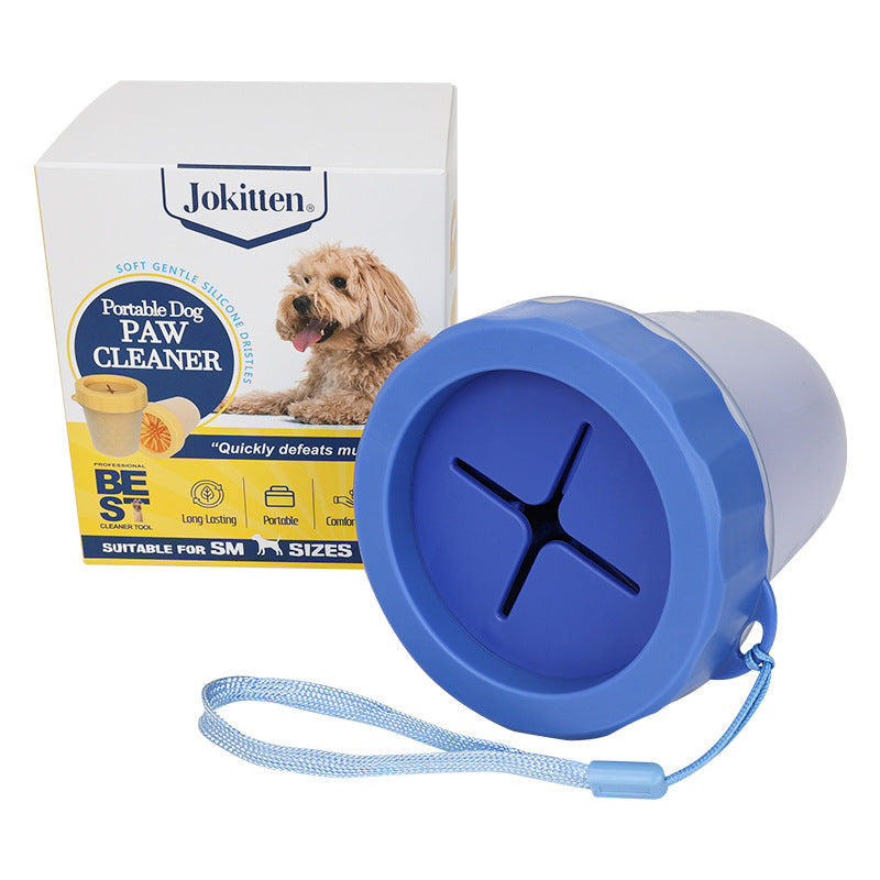 Deep Dog Paw Cleaner Cup with Soft Bristles, Towel Option