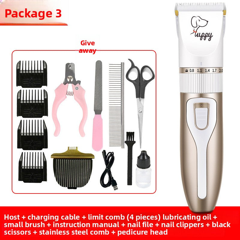 USB Rechargeable Pet Hair Clipper with Ceramic Blade and 4 Combs