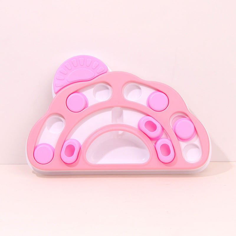 Dog puzzle slow feeder bowl in Cloud Puzzle, Pink