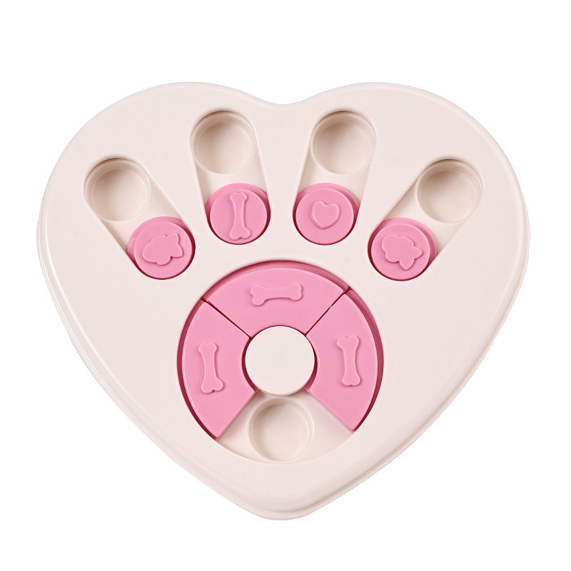 Dog puzzle slow feeder bowl in Heart, Cream