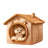 Warm brown semi enclosed flannel cat house, view 6