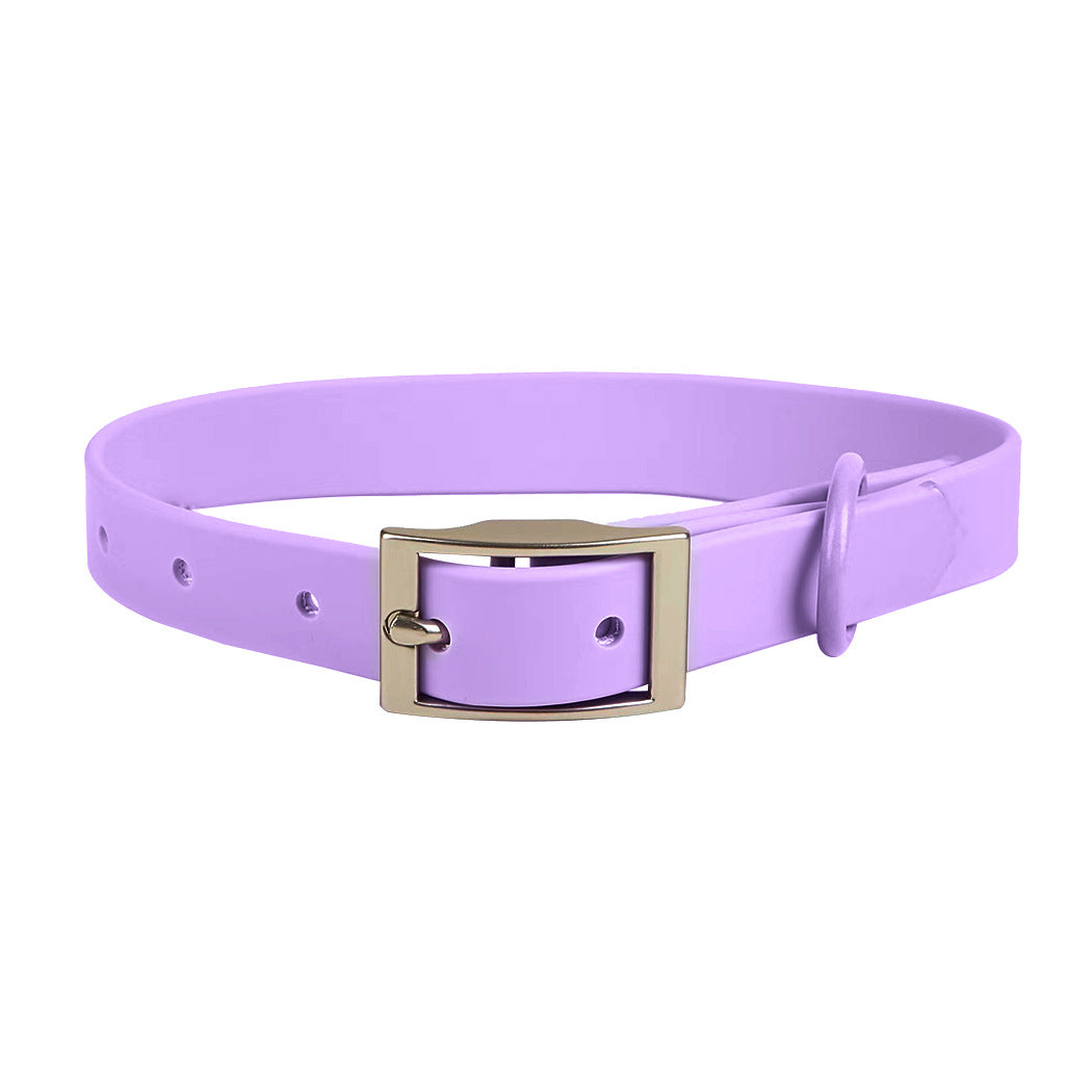 Wipe clean PVC dog collar and lead set shown in several colour options