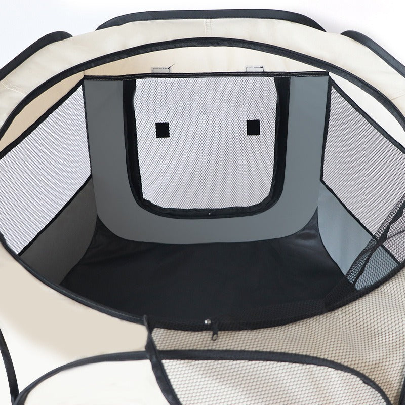 Light blue foldable octagonal pet playpen tent with carry bag, photo 4
