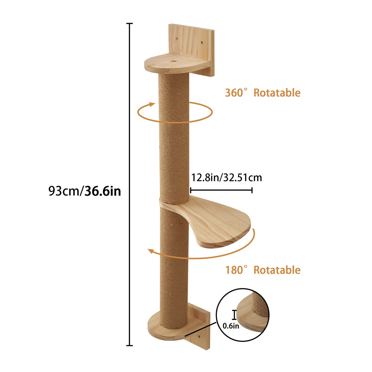 Wooden wall-mounted cat perch with hammock, additional product photo