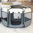 Light blue foldable octagonal pet playpen tent with carry bag