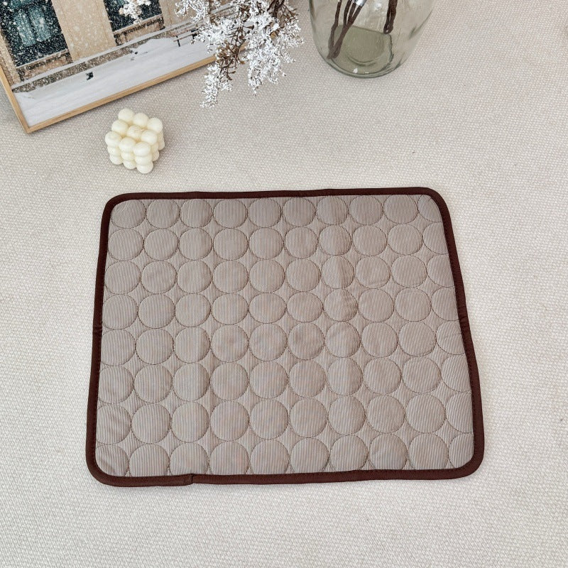 Soft ice silk pet sofa cushion mat with blue trim, view 38