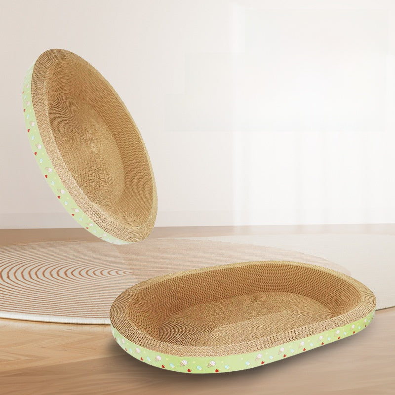 Yellow-green low-debris cat scratch board bed for kittens