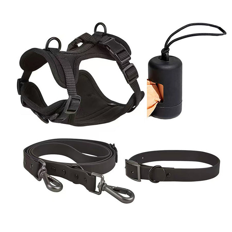 Waterproof PVC harness, lead and collar set, close-up detail view