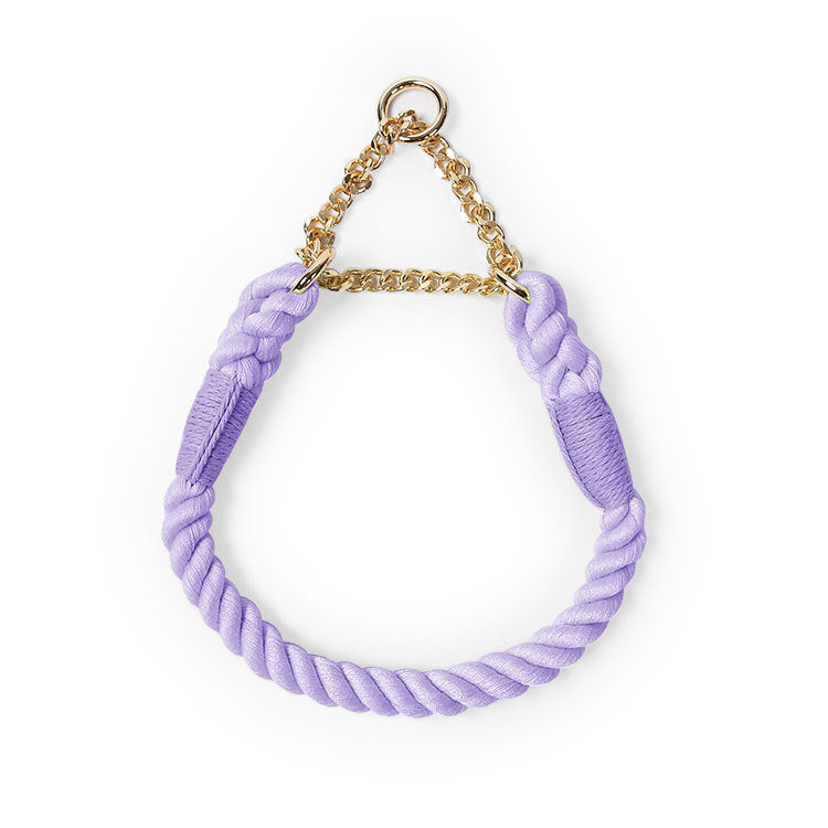 Woven rainbow dog lead with gold coloured clip