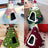 Felt Christmas tree cone cat bed in yellow and white, product image 1