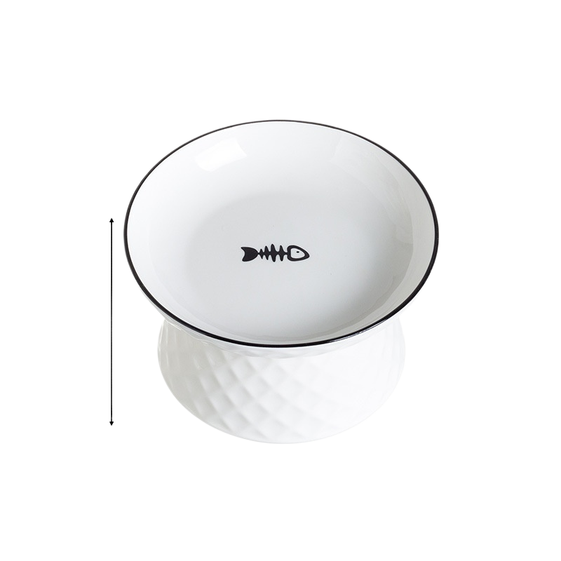 Raised Ceramic Cat Bowl, Elevated Feeding Dish