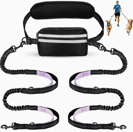 Hands-free dog running lead with waist belt and bungee in 13 colour options