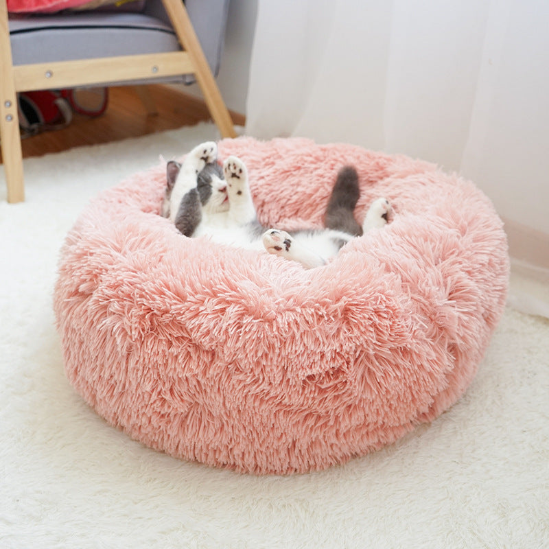 Round velvet cat bed mat for winter, sizes from 40cm