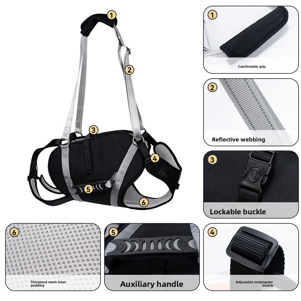 Reflective support dog harness with lift handle, available from Pet Royale UK