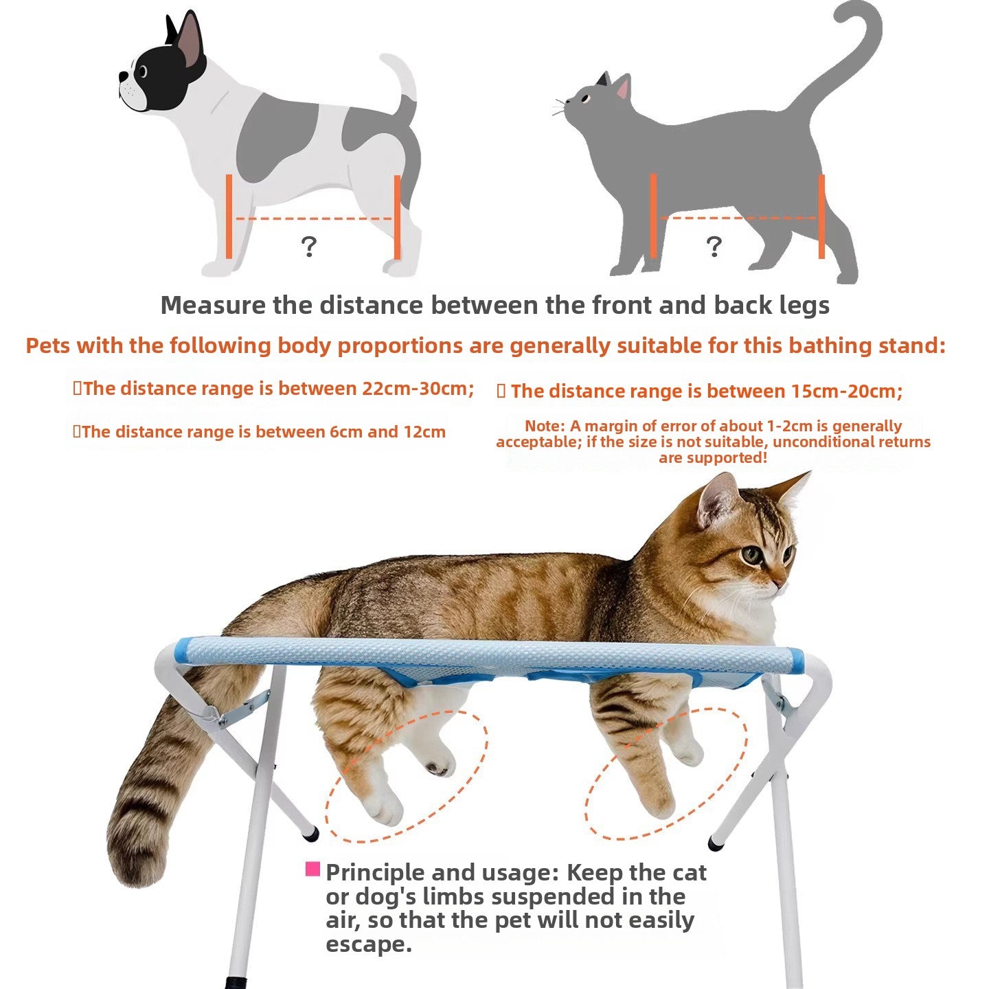 Pet grooming hammock with metal frame, detail photo 3