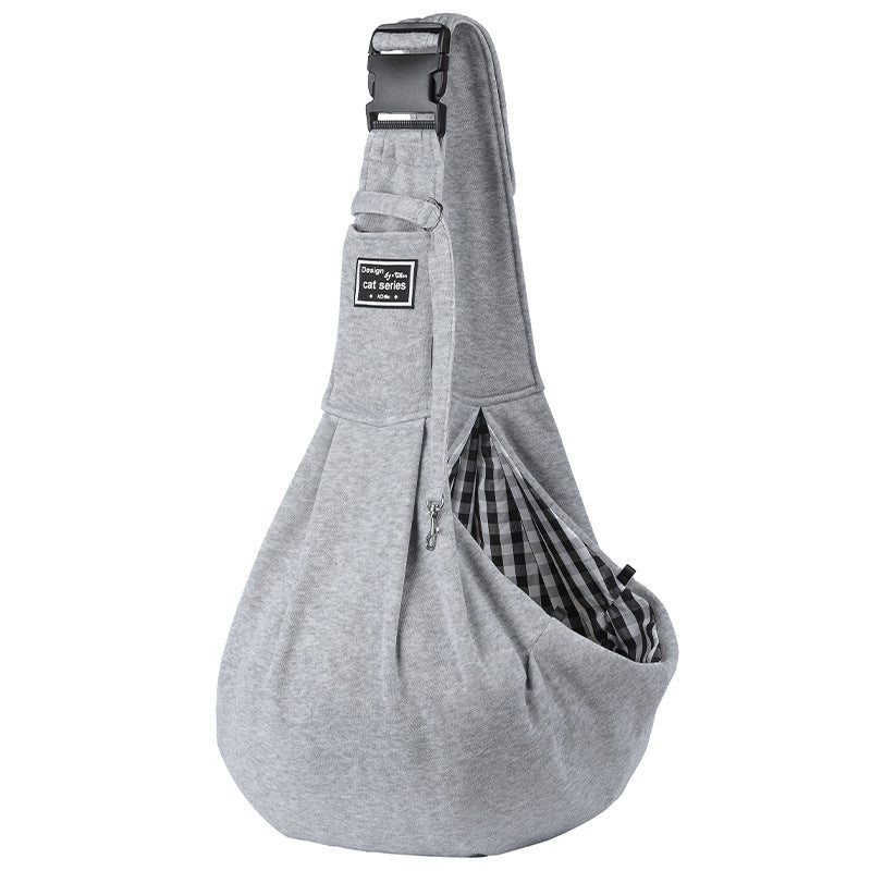 Grey pet sling carrier bag with adjustable shoulder strap, photo 5
