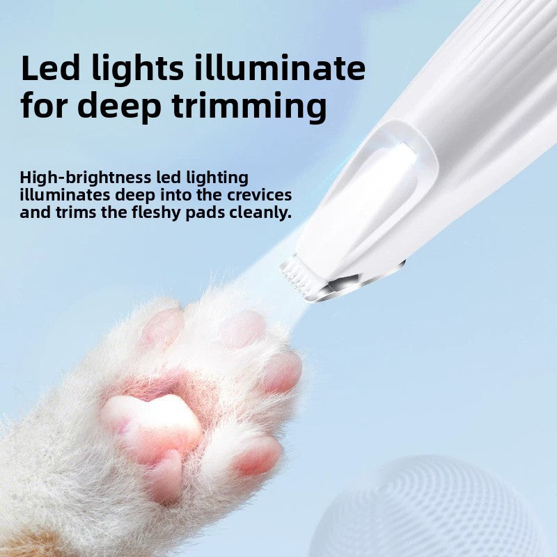 LED Pet Face and Paw Trimmer with Curved Blade and Oil Bottle