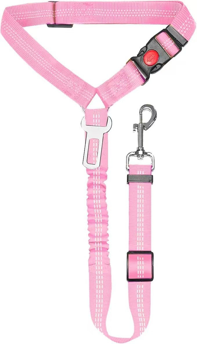 Elastic car seat belt lead for dogs, close-up detail view