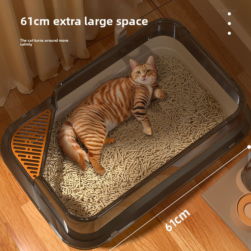 Semi-Enclosed Cat Litter Box for Large Cats, Anti-Splash Design