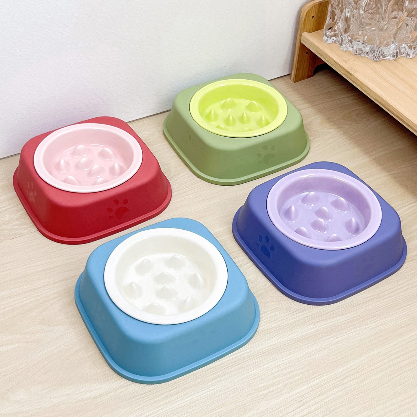 Ceramic Slow Feeder Pet Bowl with Removable Yogurt Box and Non-Slip Base in Seven Colours