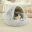 Gradient grey semi-enclosed shell cat bed in short velvet, photo 12
