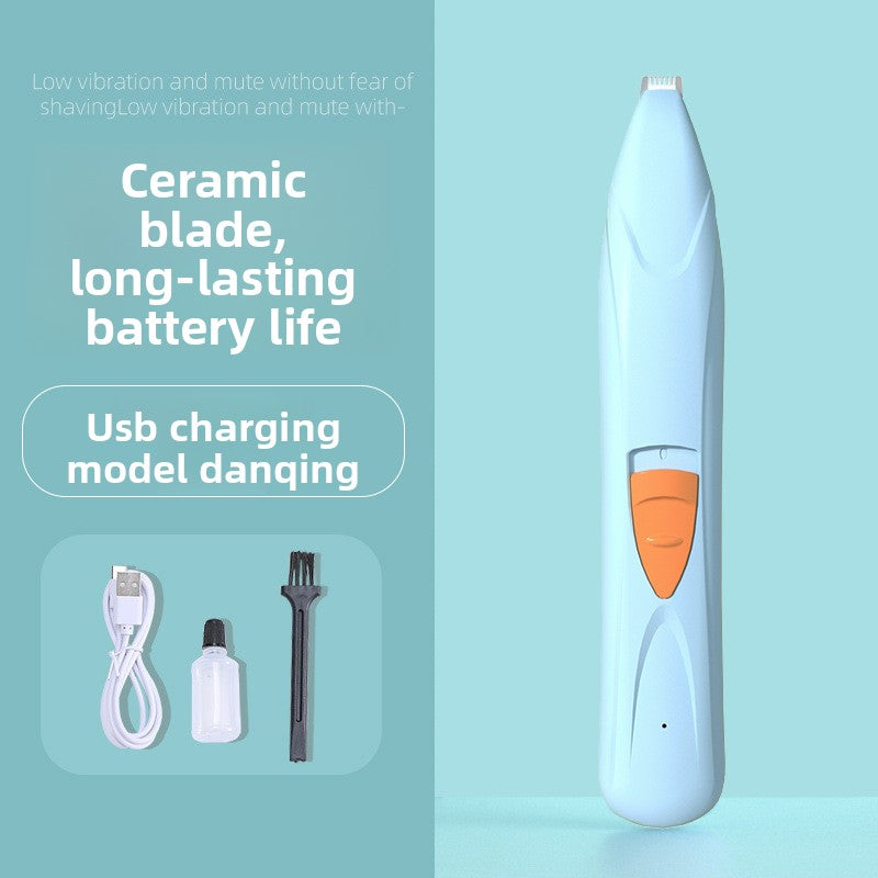 Compact Pet Hair Trimmer with Rounded Ceramic Blade