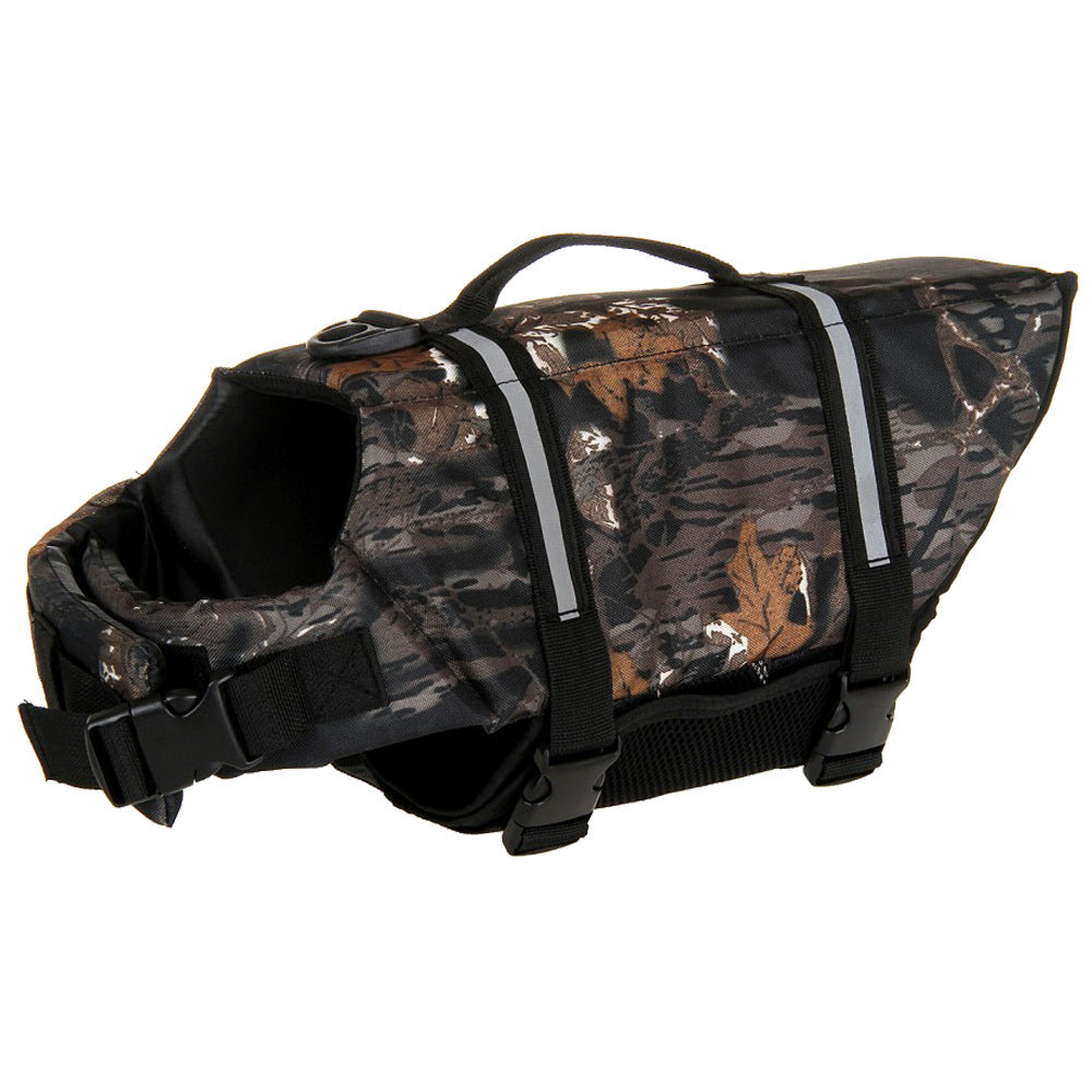 Dog life jacket swim vest with adjustable straps in floral print, view 36