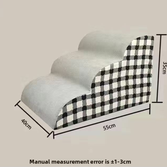 Two-step foam pet stairs with plaid cover, photo 10 of 11