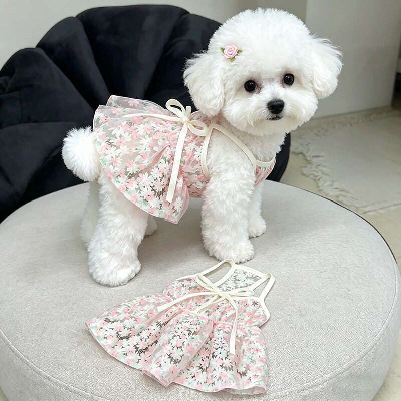 Cherry blossom slip dress for small dogs, in Pink Cherry Blossom, image 6