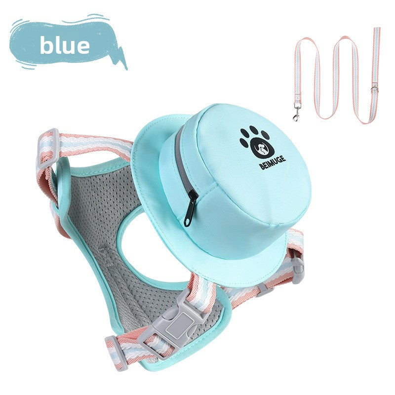 Small dog harness with backpack and lead, ideal for everyday use