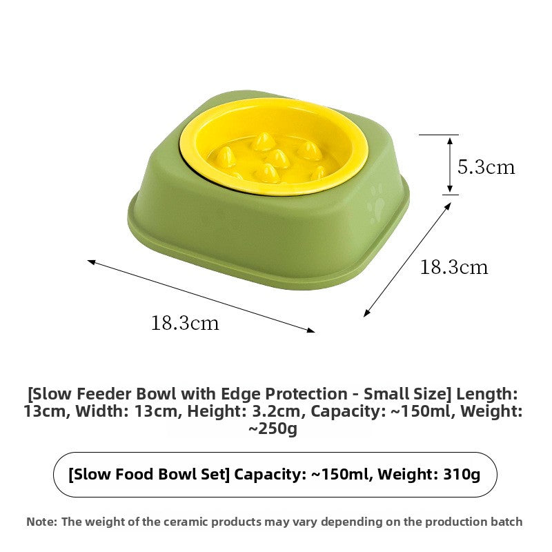 Ceramic Slow Feeder Pet Bowl with Removable Yogurt Box and Non-Slip Base in Seven Colours