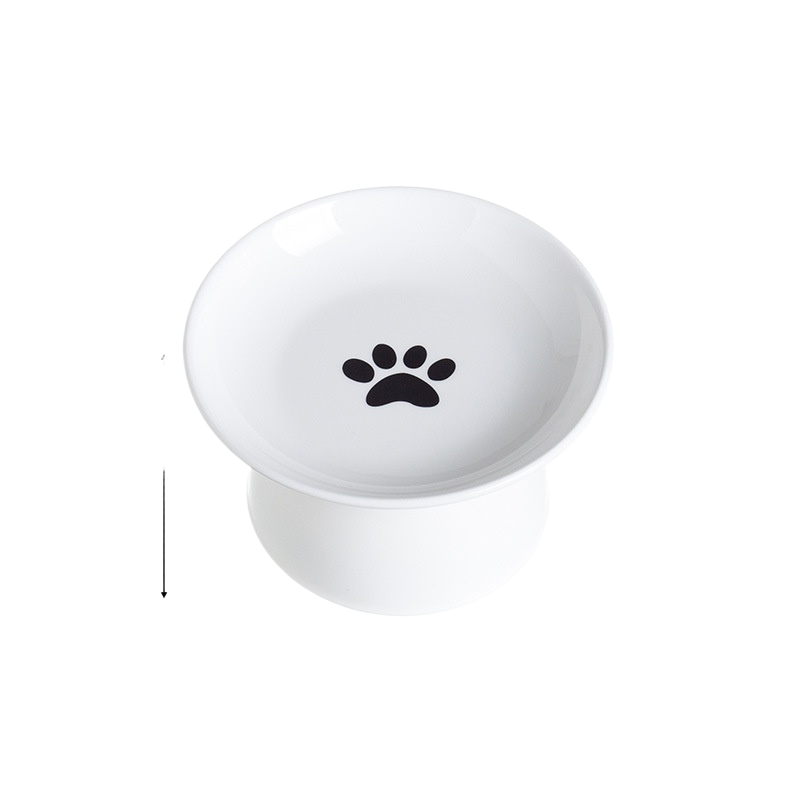 Raised Ceramic Cat Bowl, Elevated Feeding Dish