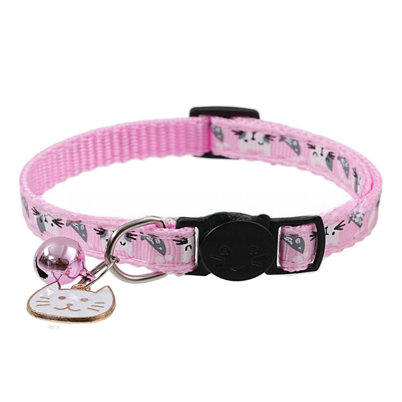 Adjustable cat collar with cute cat head charm and safety buckle, product image 6