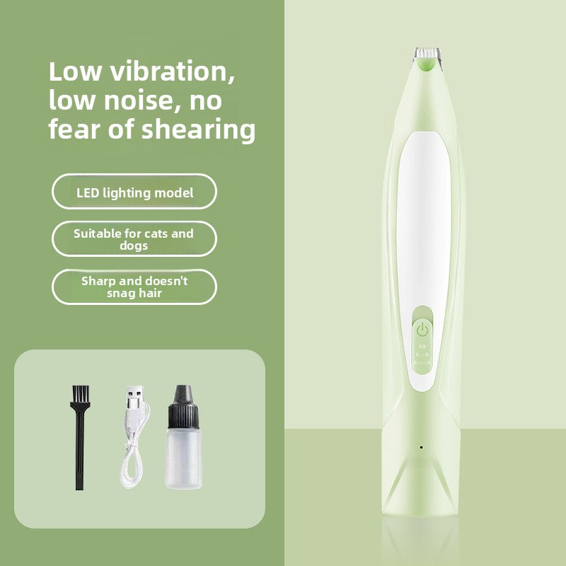 Cordless Dog Paw Trimmer with LED Light and Rounded Safety Blades