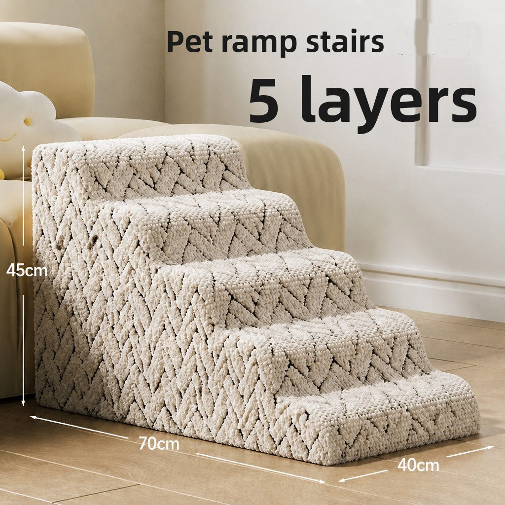 Non-slip foam pet stairs with washable cover, further angle view