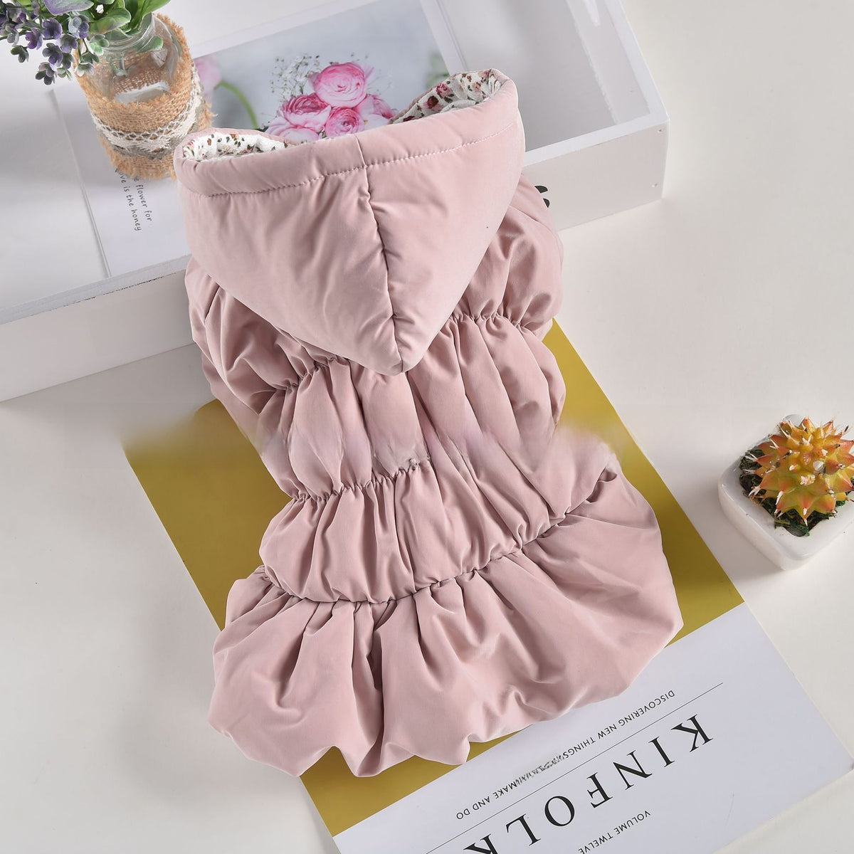 Floral bubble skirt flannel dog dress, available in 2 colours, image 3