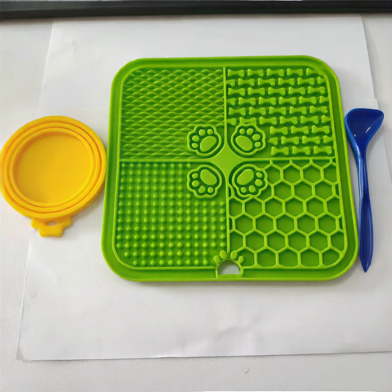 Silicone slow feeder lick mat for dogs, close-up detail view