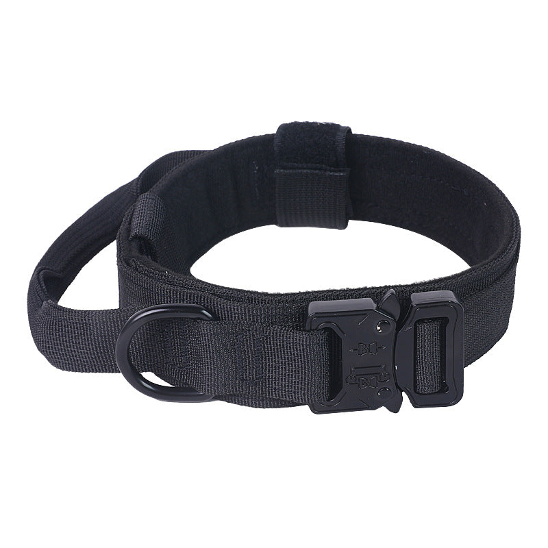 Tactical nylon dog collar and lead in olive and black, view 6