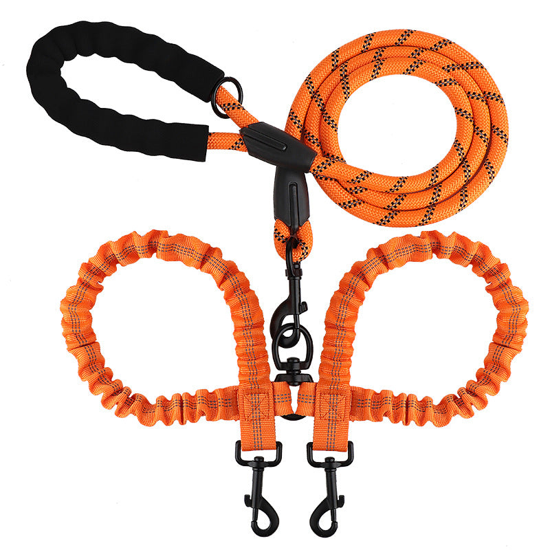 Tangle free twin dog lead shown in bright colour options