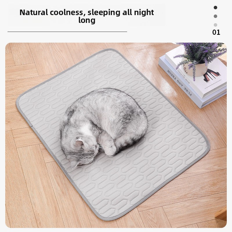 Cooling Ice Silk Mat for Cats, Non-Slip Summer Pad with Latex Layer