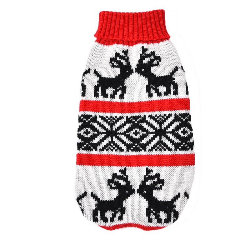 Christmas and Halloween knitted dog jumper in Halloween Skeleton, in a home setting
