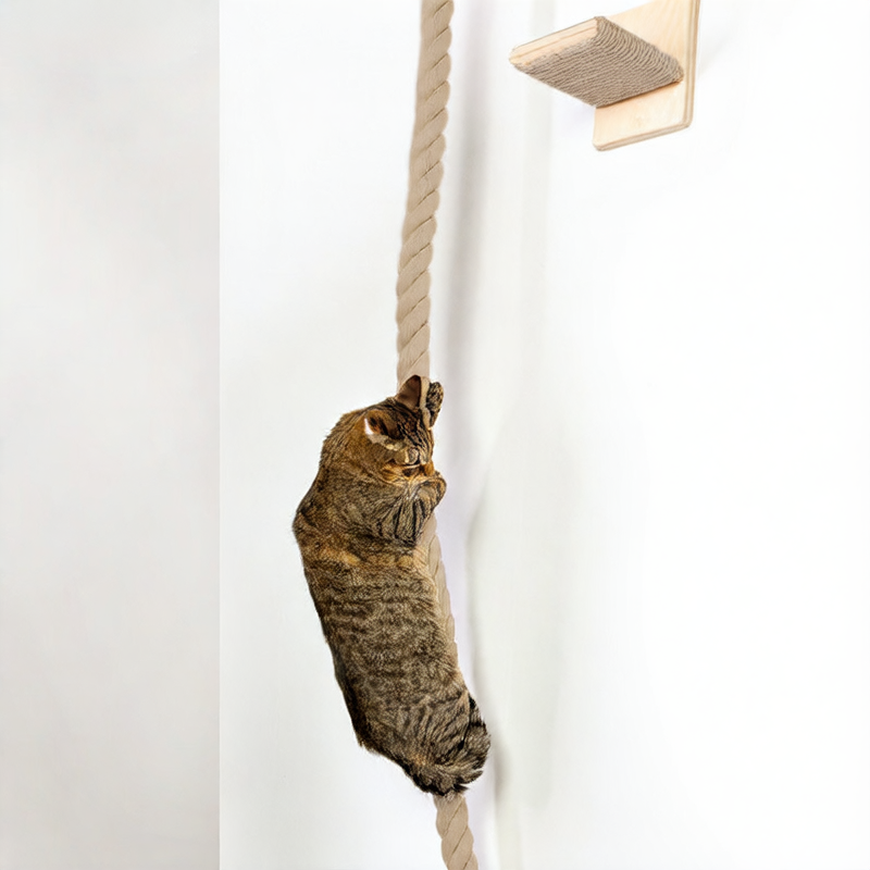 Wooden cat climbing frame with jute climbing rope, photo 3