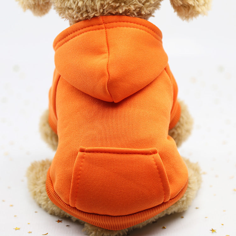 Soft hooded pet sweatshirt with pocket in Blue Black Plaid, side view