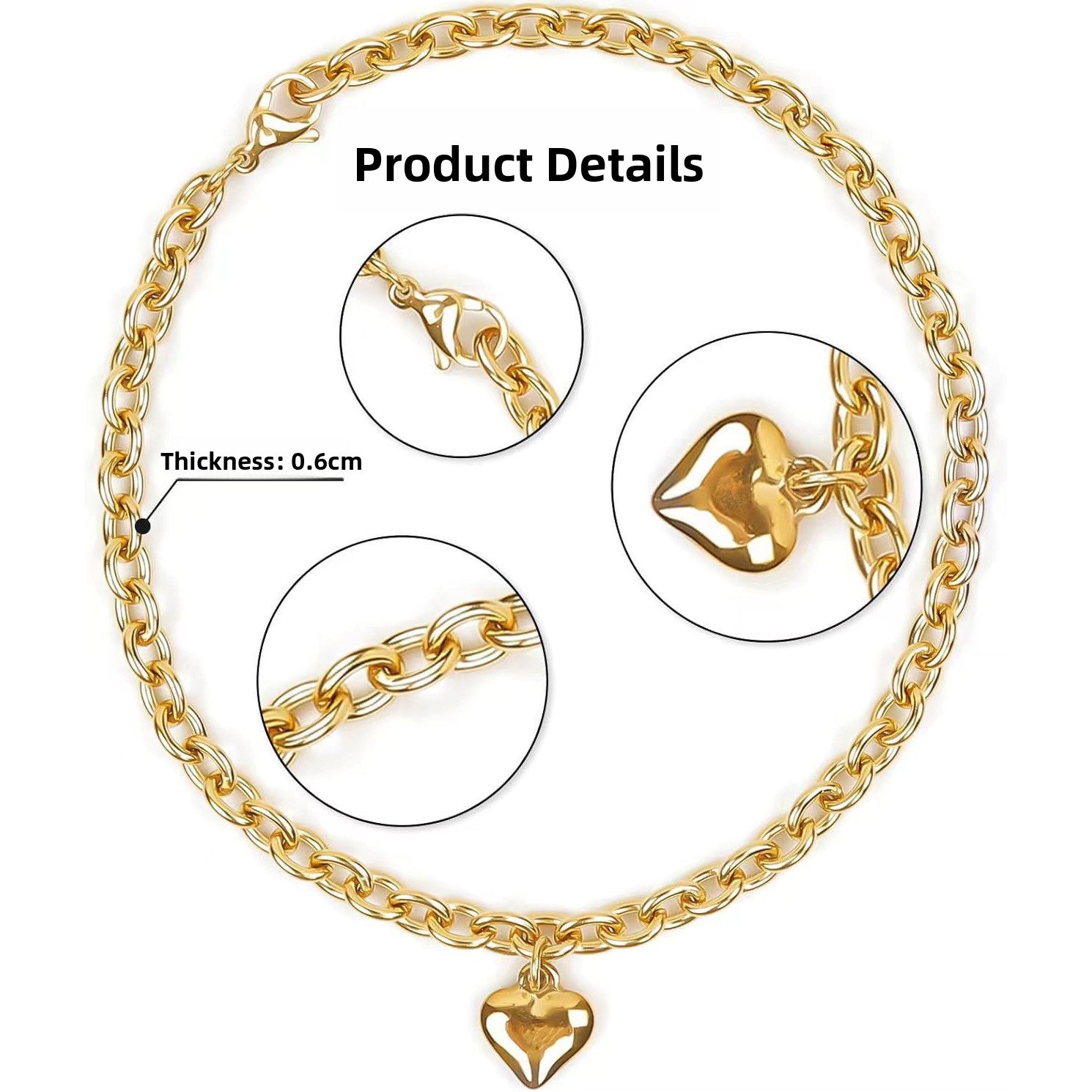 Alloy chain pet necklace with heart pendant, 4 sizes available