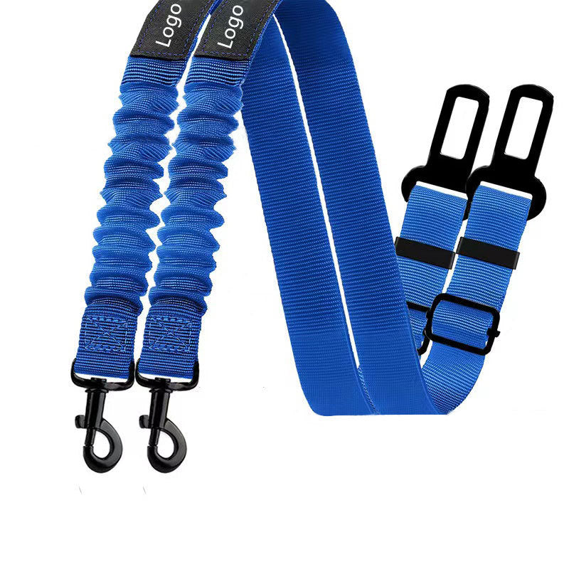 Reflective nylon dog car seat belt lead in black, 80cm long