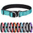 Reflective padded dog collar with locking buckle in Black, showing size and shape