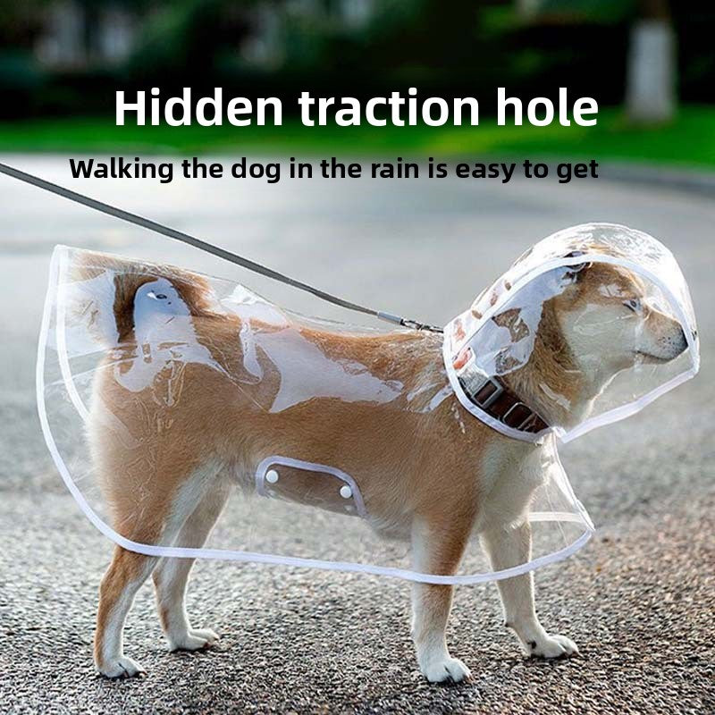 Clear EVA dog raincoat with four-leg cover in pink, product image 2