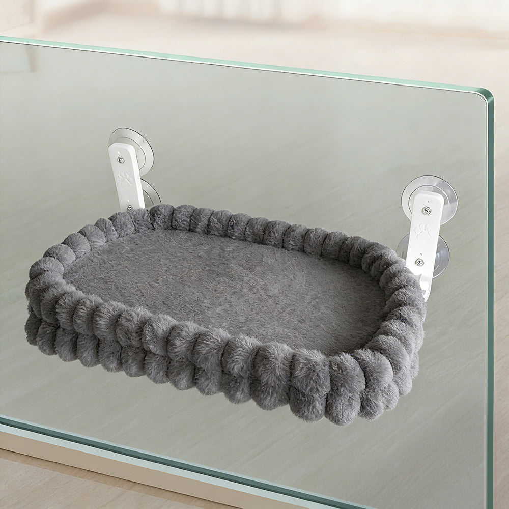 Double sided cat window hammock with suction cups and plush cushion, view 9 of 9